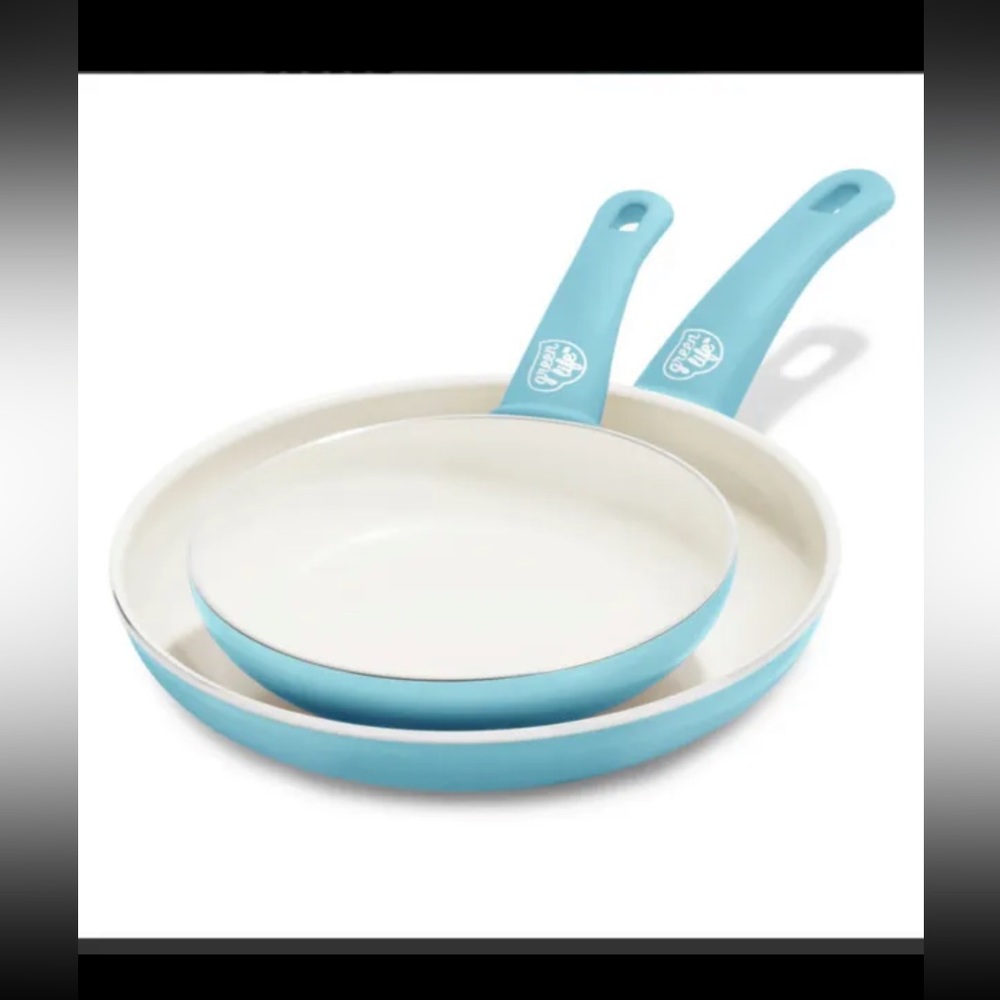 GreenLife Soft Grip Healthy Ceramic Nonstick 7" and 10" Frying Pan Skillet Set.